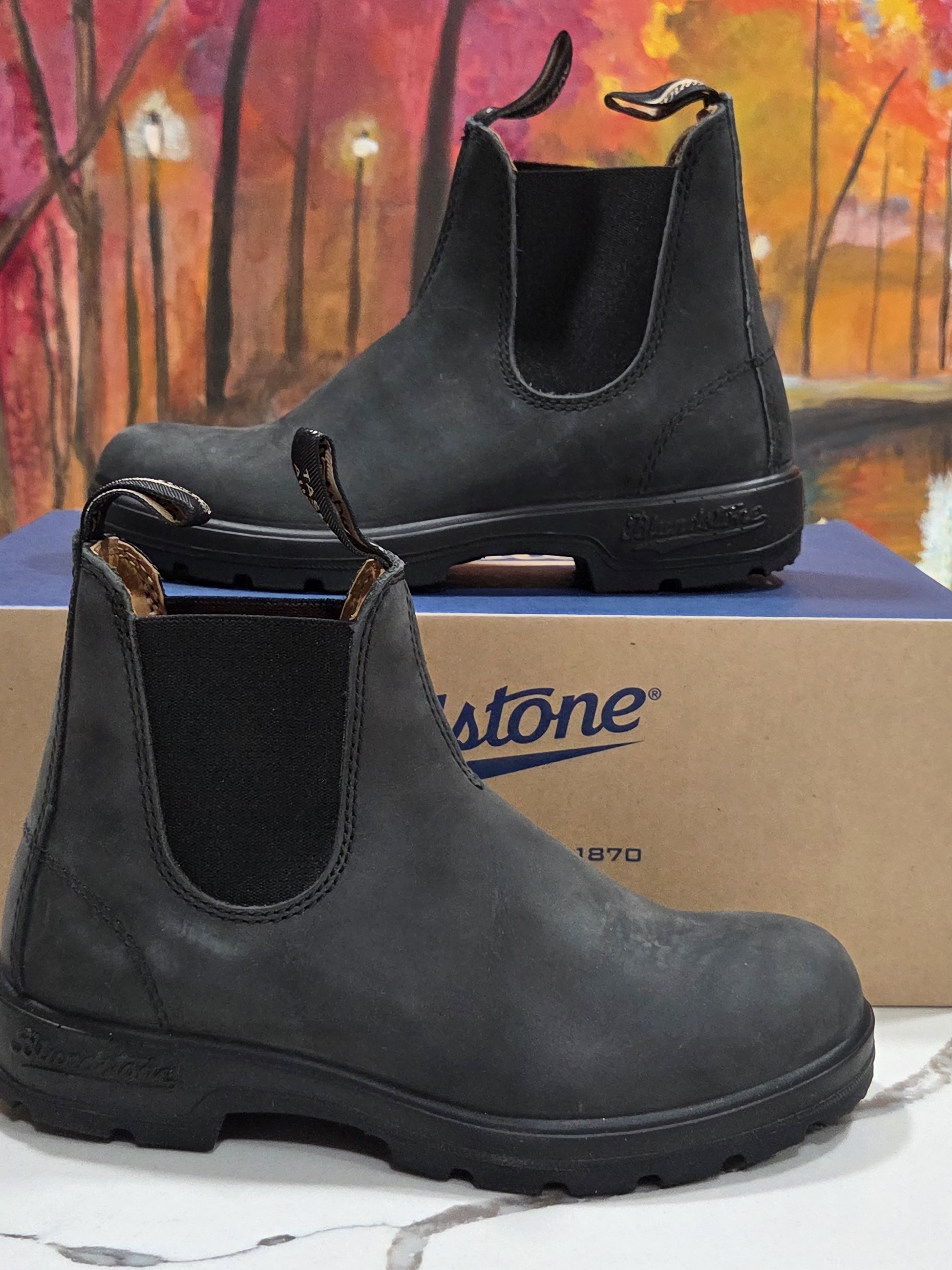 Blundstone 587 Rustic Black Chelsea Leather Boots Australian Size 6.5